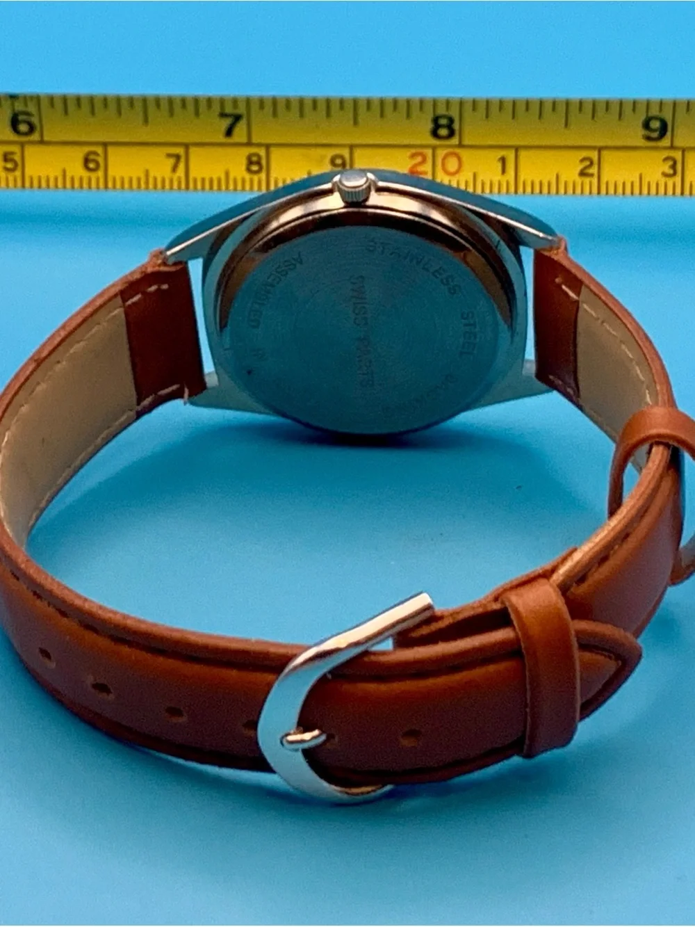 PCA Women’s Swiss Parts Quartz Wristwatch Faux Leather Strap Working New Battery
